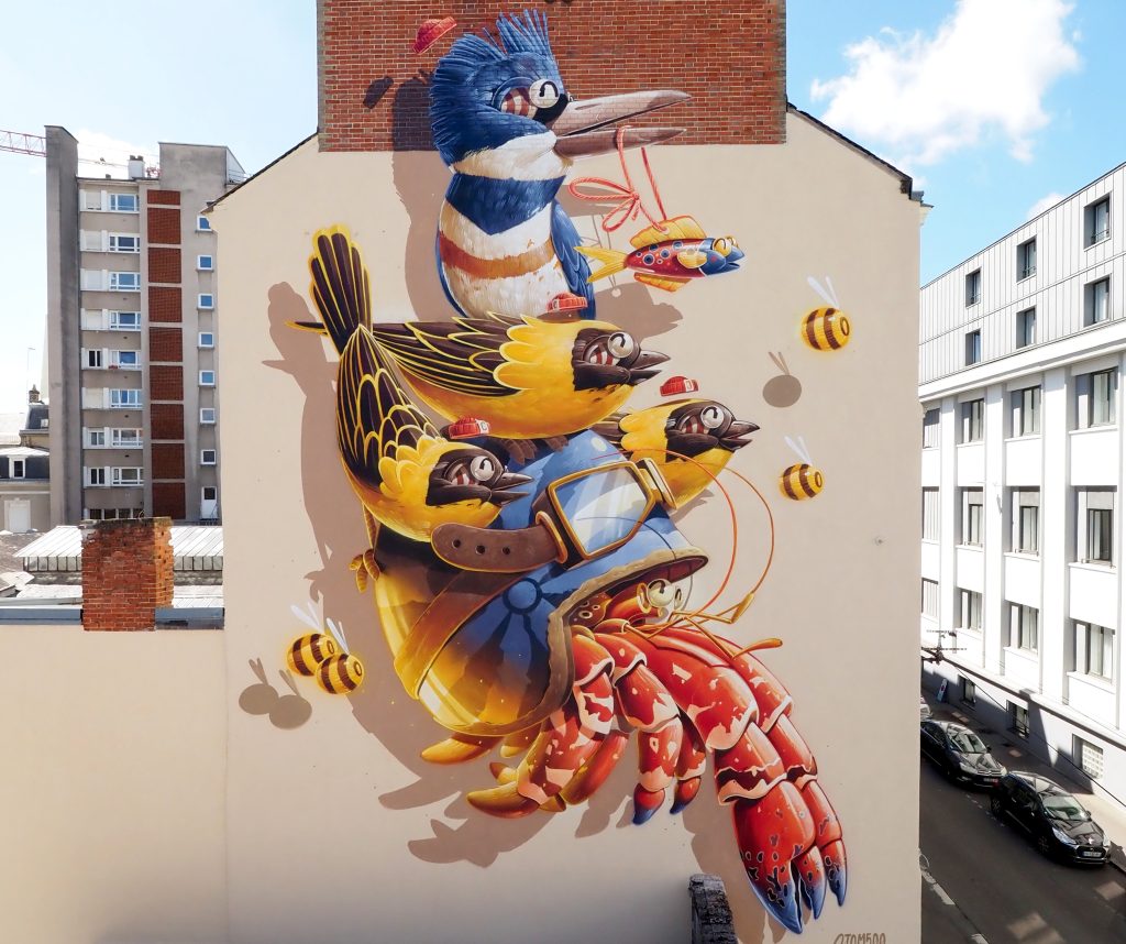 Raconter son art l'hermite, un mur peint par l'artiste Stom 500 qui se raconte dans une biographie